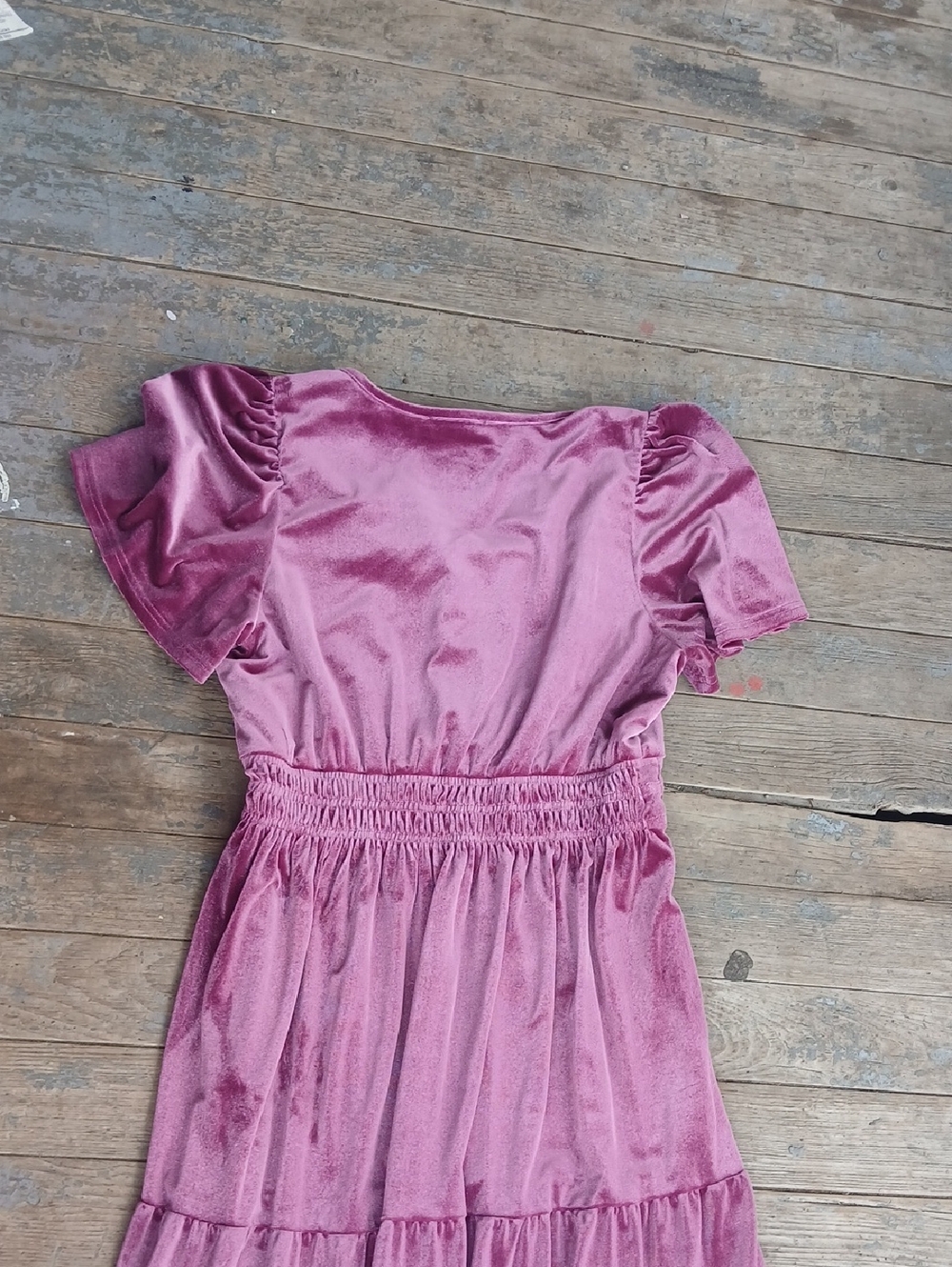 NWT See Amd Be Seen Mauve Velvet Tiered Maxi Dress Size Large - Picture 5 of 5